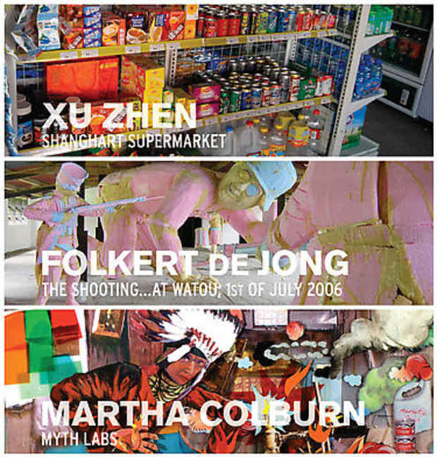 poster for Xu Zhen, Folkert de Jong and Martha Colburn Exhibition