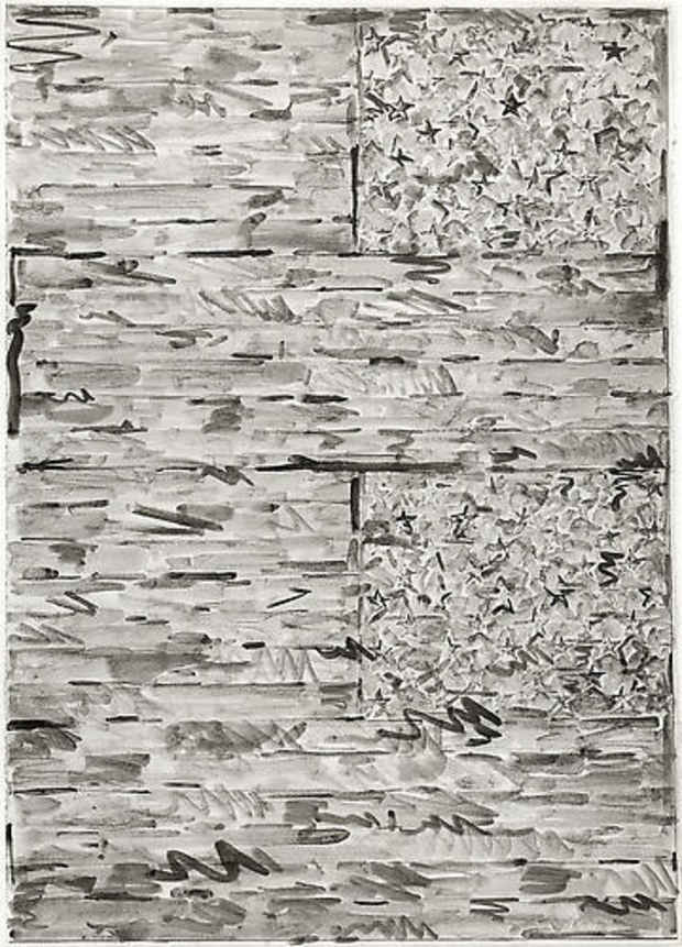 poster for Rudy Burckhardt "Jasper Johns – Black and White"