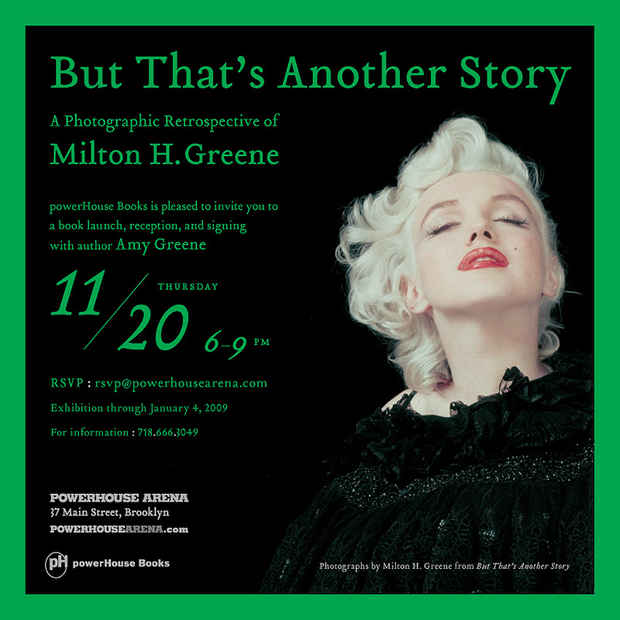 poster for Joshua Greene and Amy Greene "But That’s Another Story: A Photographic Retrospective of Milton H. Greene" 