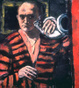 poster for Max Beckmann "Self-Portrait with Horn"