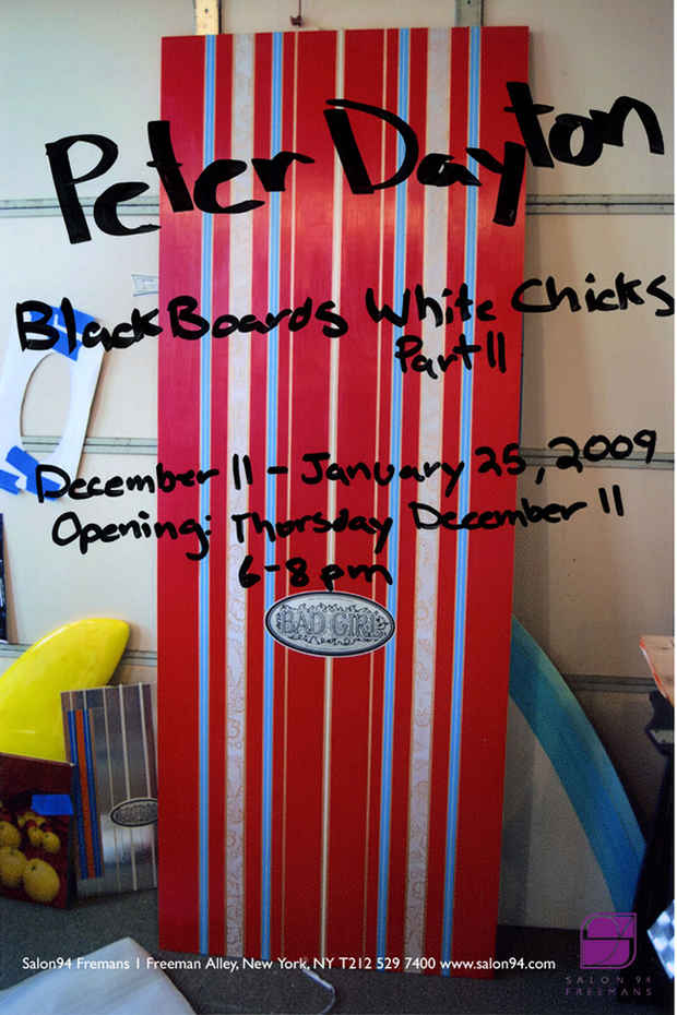 poster for Peter Dayton "Black Boards, White Chicks, part II"