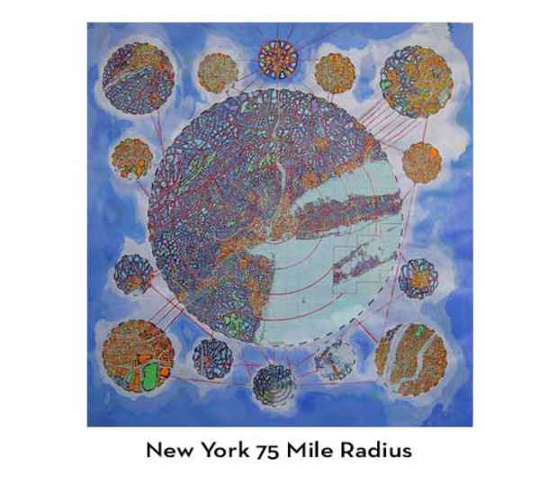 poster for "75 Mile Radius" Exhibition