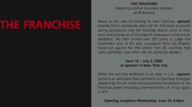 poster for "Franchise" Exhibition