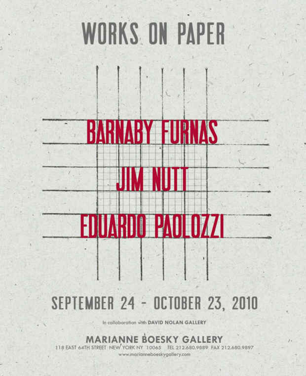 poster for Barnaby Furnas, Jim Nutt, Eduardo Paolozzi "Works on Paper"