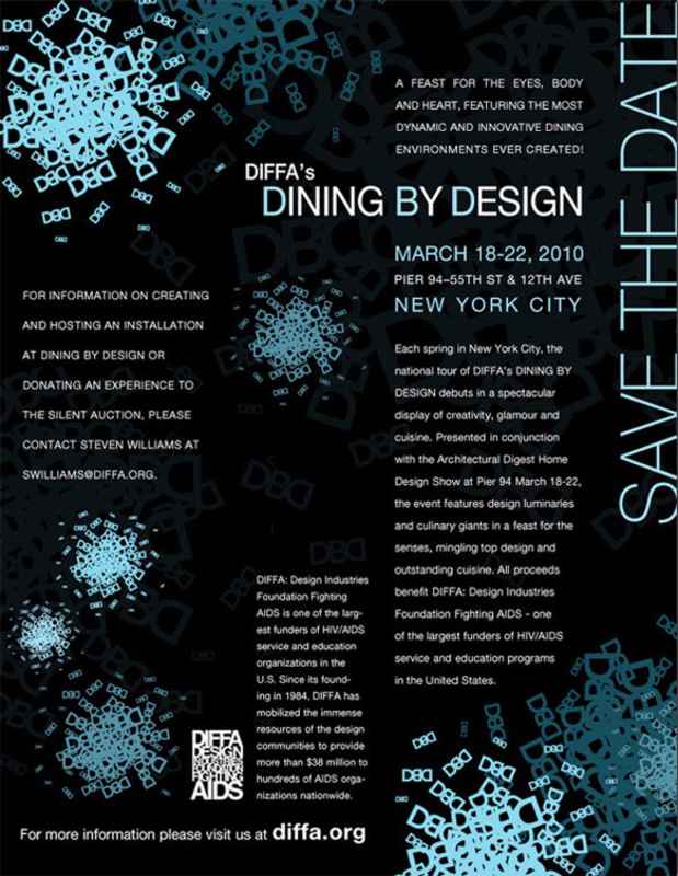 poster for "DIFFA: Design Industries Foundation Fighting AIDS' Dining by Design" Fair