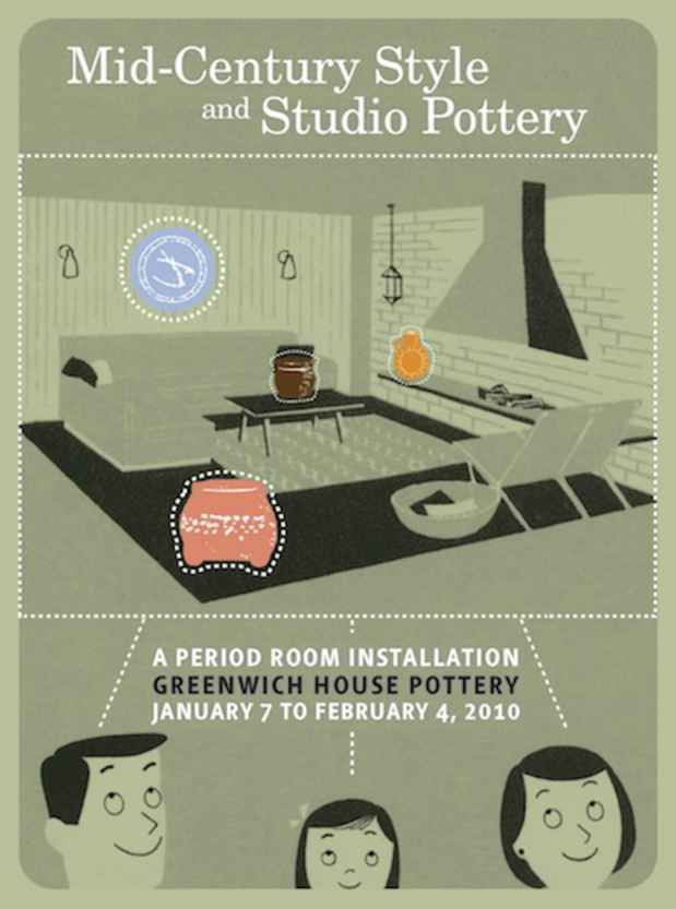 poster for "Mid-Century Style and Studio Pottery: A Period Room Installation" Exhibition