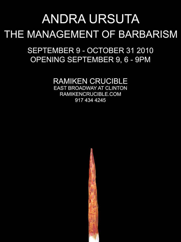 poster for Andra Ursuta "The Management of Barbarism"