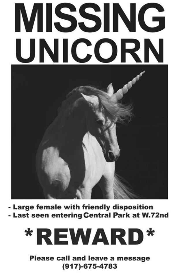 poster for "The Missing Unicorn" Exhibition and Installation