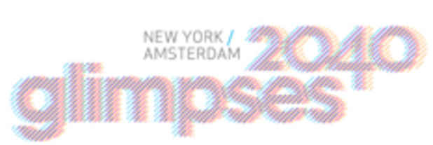 poster for "GLIMPSES of New York and Amsterdam in 2040" Ehibition