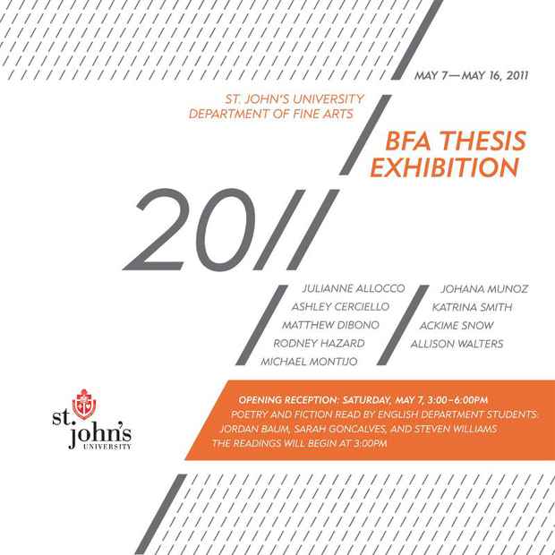 poster for "St. John's University Department of Fine Arts BFA Thesis Exhibition 2011"