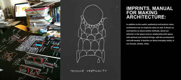 poster for "Imprints, Manual For Making Architecture" Exhibition