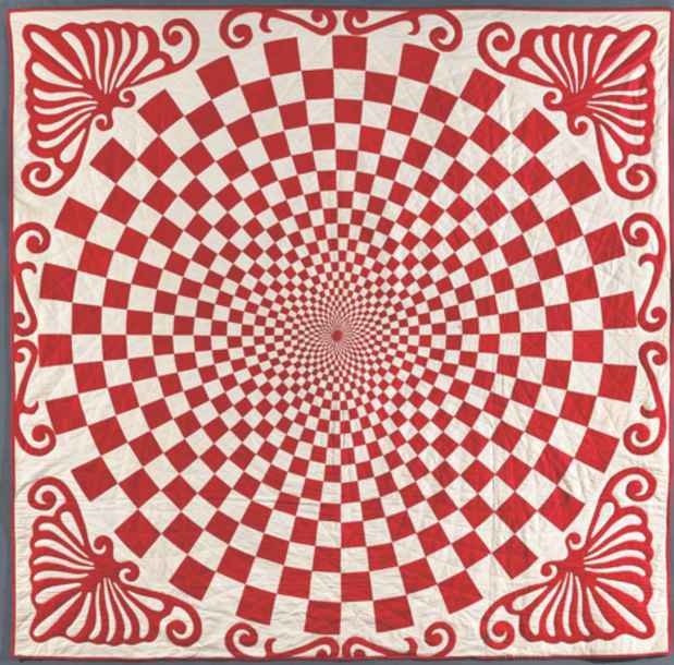 poster for "Infinite Variety: Three Centuries of Red and White Quilts" Exhibition