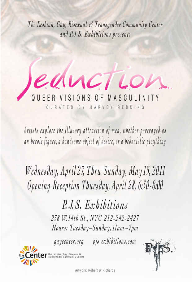 poster for "Seduction, Queer Visions of Masculinity" Exhibition