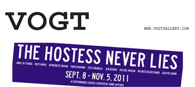 poster for "The Hostess Never Lies" Performance Series