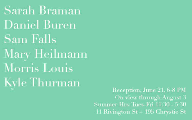 poster for "Braman, Buren, Falls, Heilmann, Louis and Thurman" Exhibition