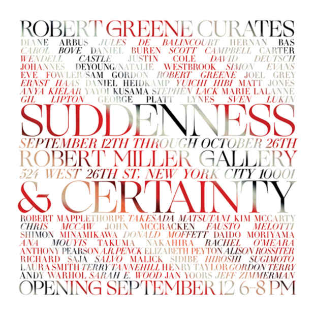 poster for “Suddenness + Certainty” Exhibition
