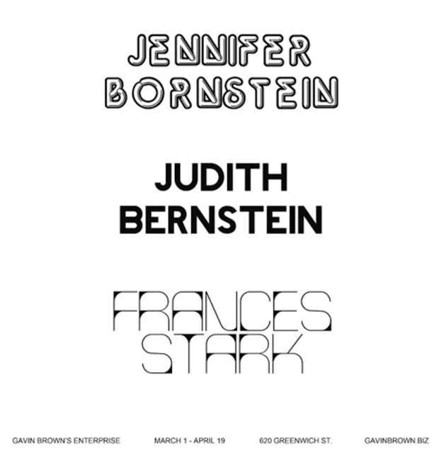 poster for Jennifer Bornstein,  Judith Bernstein, Frances Stark Exhibition