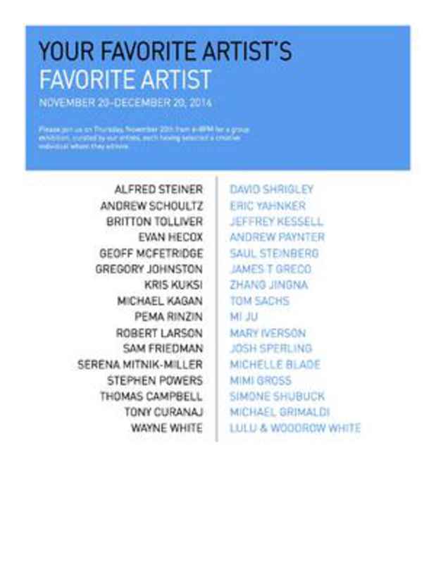 poster for “Your Favorite Artist’s Favorite Artist” Exhibition