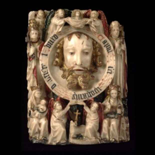 poster for “Object of Devotion: Medieval English Alabaster Sculpture from the Victoria and Albert Museum” Exhbibition