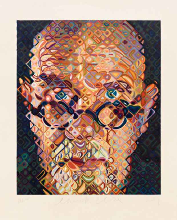poster for Chuck Close “Portraits of Artists”