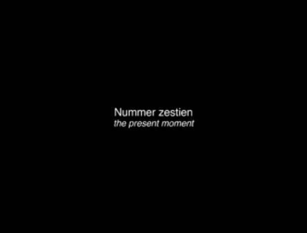 poster for Guido van der Werve “Nummer zestien, the present moment”