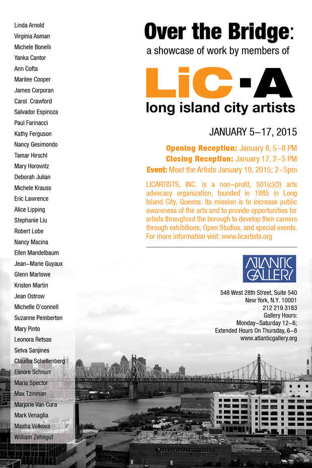 poster for “Over the bridge: a showcase of work by members of Long Island City Artists” Exhibition