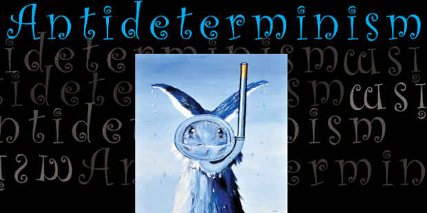 poster for “What is Antideterminism or New Blue Bunny Snorkeling” Exhibition