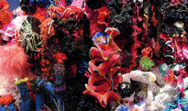 poster for Margaret and Christine Wertheim “Crochet Coral Reef: TOXIC SEAS” Exhibition