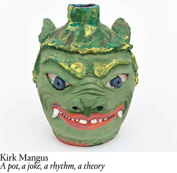 poster for Kirk Mangus “A pot, a joke, a rhythm, a theory”