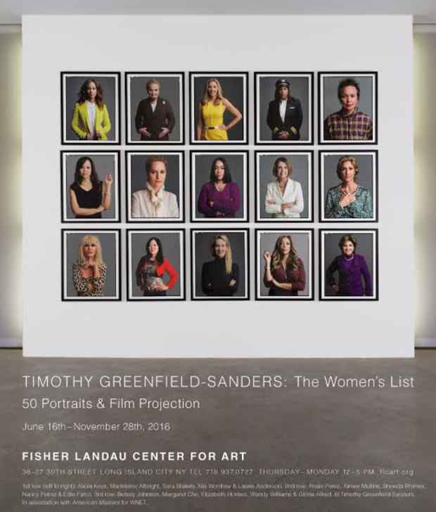 poster for Timothy Greenfield-Sanders “The Women’s List: 50 Portraits & Film Projection”