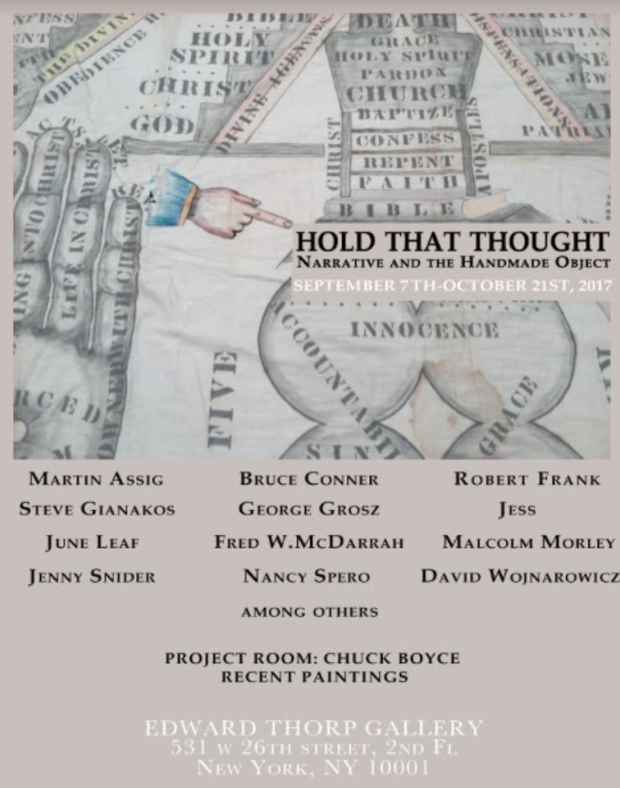 poster for “Hold That Thought Narrative and the Handmade Object” Exhibition