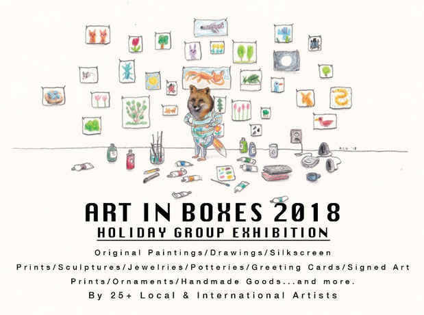poster for “Art In Boxes 2018” Holiday Group Show 