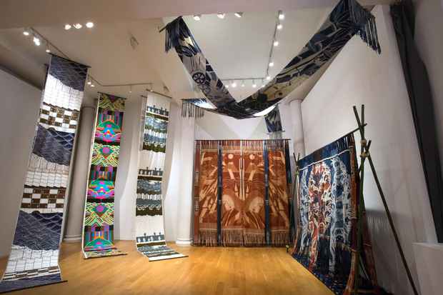 poster for Ken Arai & Kiyo Masuyama “Our Road: Batik x Ikat = Modern Japanese Textiles”