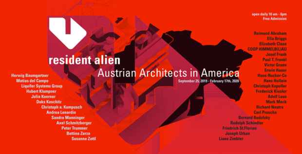 poster for “Resident Alien Austrian Architects in America” Exhibition