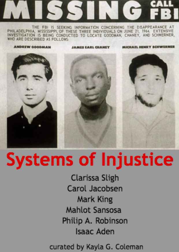poster for “Systems of Injustice” Exhibition