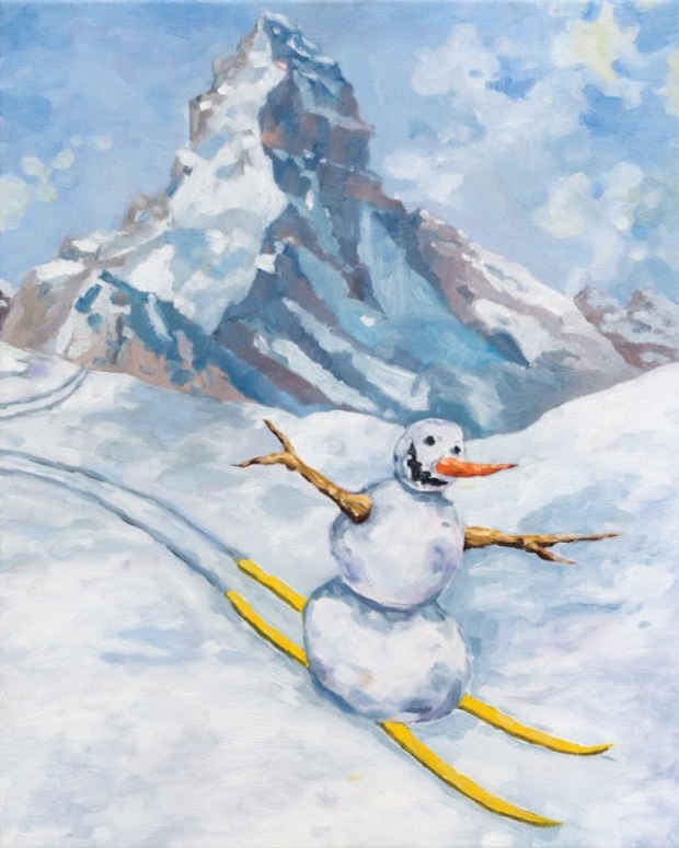 poster for Jan Kiefer “Skiing Snowman”