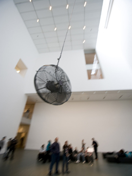 Olafur Eliasson
Ventilator
1997
Altered fan, wire, and cable
Dimensions variable
Collections of Peter Norton and Eileen Harris Norton, Santa Monica, California
Installation view at MoMA, 2008
Photograph by Matthew Septimus. Courtesy of MoMA and P.S.1.
© 2008 Olafur Eliasson