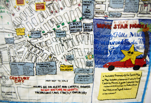 I try to first get my bearings with a hand-sewn map of the stars at the ''Creative Cartographies'' exhibition at BAC Gallery. Photo © 2008 Matt Schlecht.