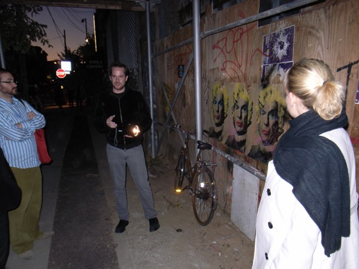 Urban art specialist Alex Smith guided us first to some Mr. Brainwash. Photo © 2008 Kosuke Fujitaka.
