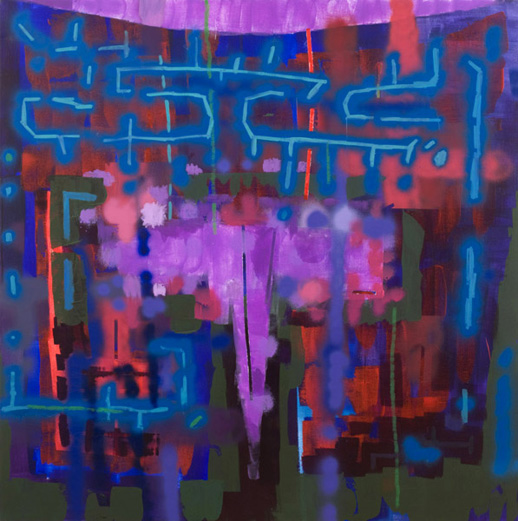 ''Stritch,'' 2008. Oil, acrylic & spray-paint on canvas. 53 x 53 in. / 134 x 134 cm.