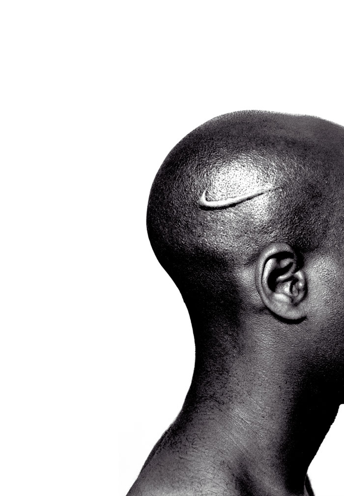 ''B®anded,'' Branded Head, 2003. Hank Willis Thomas, from the book ''Pitch Blackness'' (Aperture, 2008)