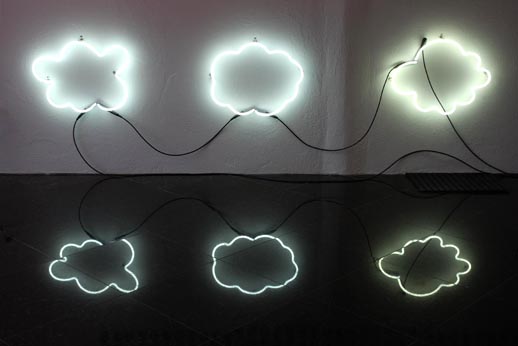 Norma Markley, ''Pom-Pom Clouds'' (2009). Neon, 19” x 19” x 3” - Curator Cecilia Jurado. Image courtesy of Cecilia Jurado.