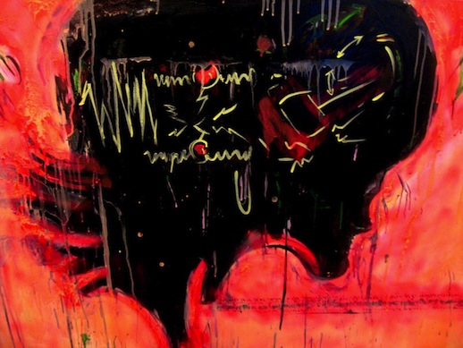 Marcy Brafman 'Headache A' (2009) Oil enamel and spray paint on canvas 36 x 54 in.