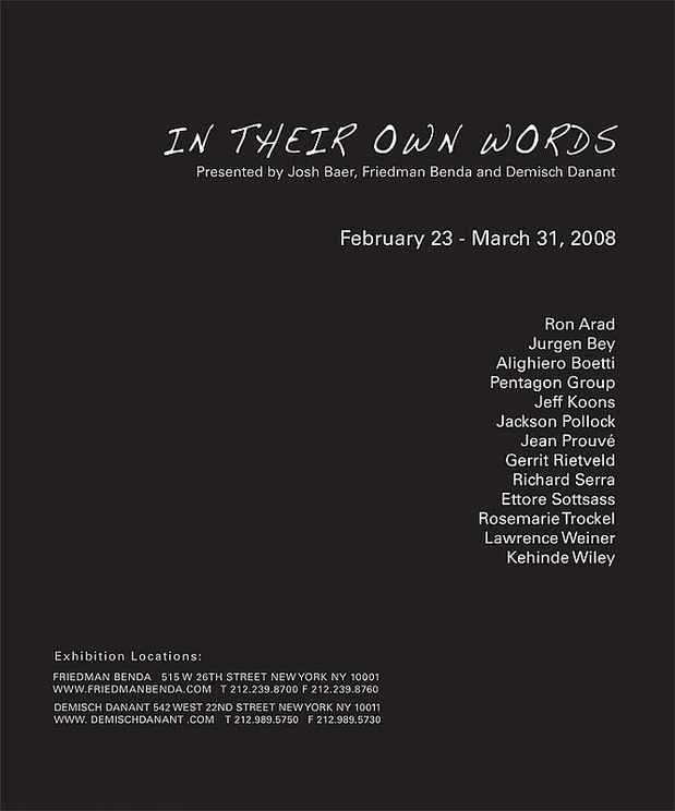 poster for "In Their Own Words" exhibition