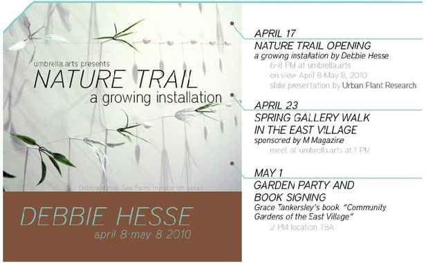 poster for Debbie Hesse "Nature Trail a growing installation"