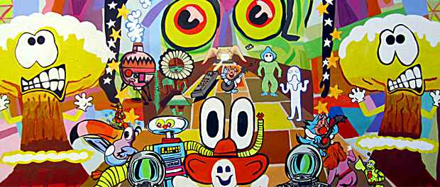 poster for Kenny Scharf & Dearraindrop "Hot Glue Hullabaloo"