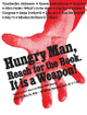 poster for "Hungry Man, Reach for the Book. It is a Weapon!" Exhibition