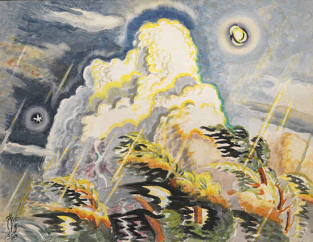 poster for Charles Burchfield "Fifty Years as a Painter"