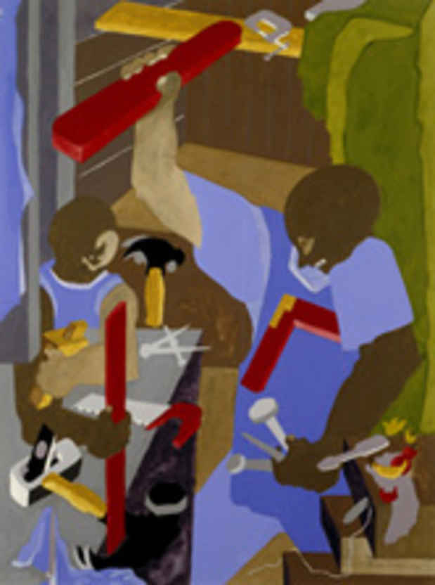 poster for Jacob Lawrence "Builders"