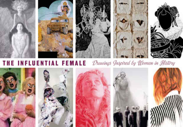poster for "The Influential Female, Drawings Inspired by Women in History" Exhibition